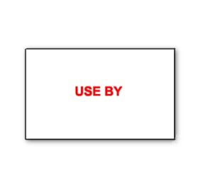 CT7 26x16 White printed red "Use By" Labels Permanent (12K/10 Reels or 36k/30 Reels)-0