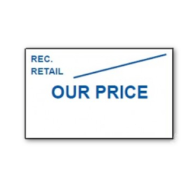 CT7 26x16 white printed blue "Rec Retail/Our Price' Price Gun Labels Peelable (15k/15 reels or 45k/45 reels) -0